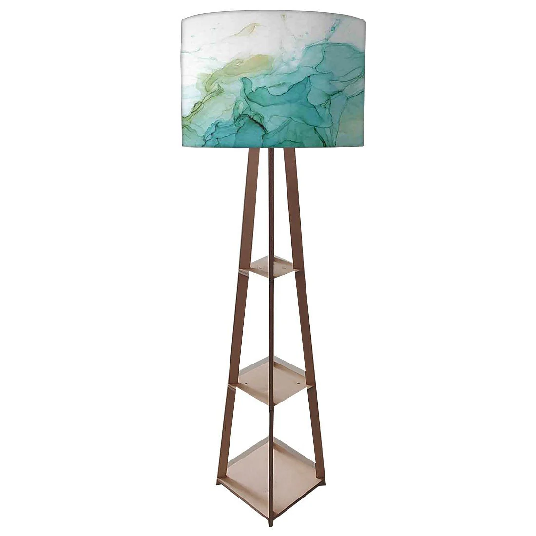 Wooden Floor Lamp - Pink Ink Watercolor - Image 4