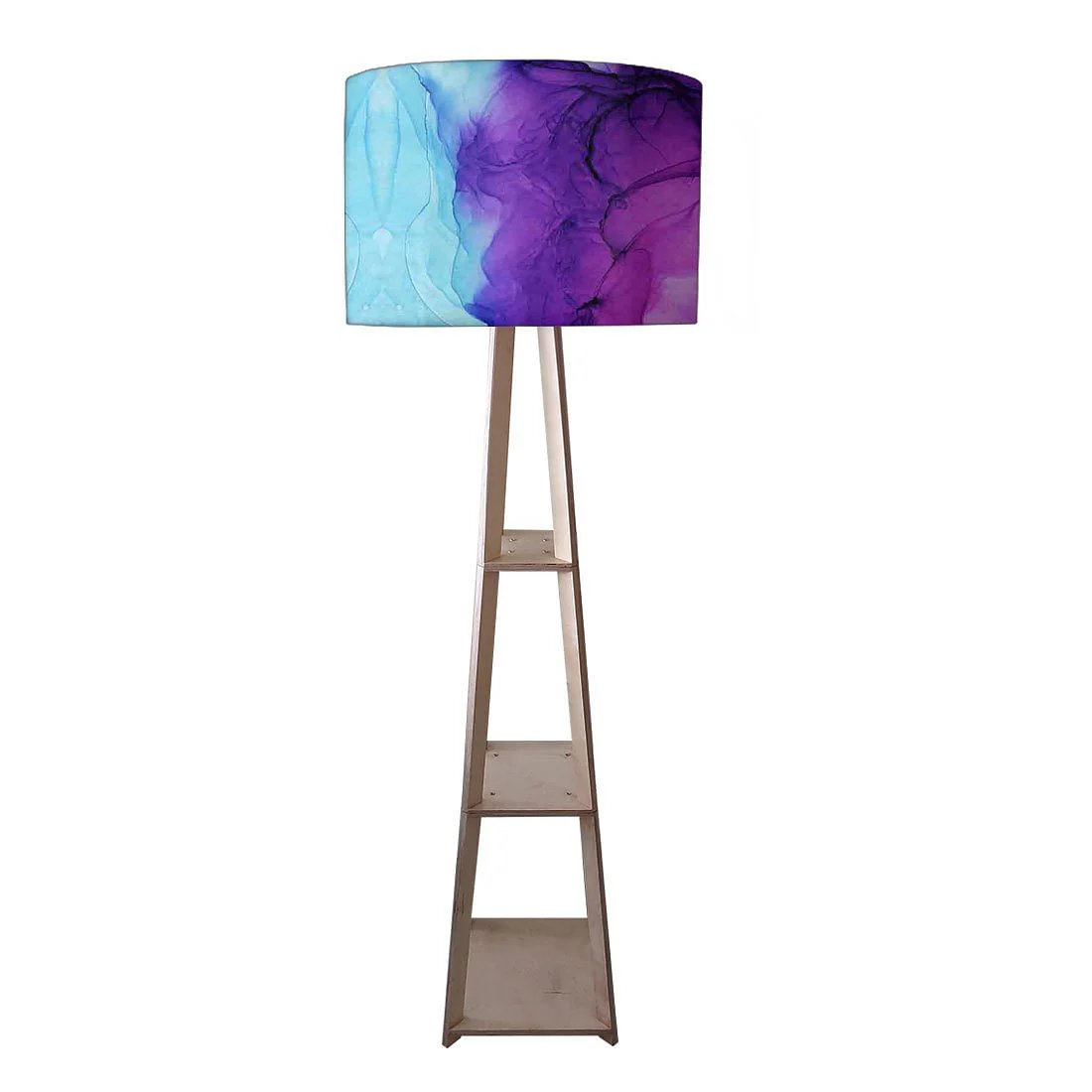Standing Tripod Lamp - Blue Ink Watercolor