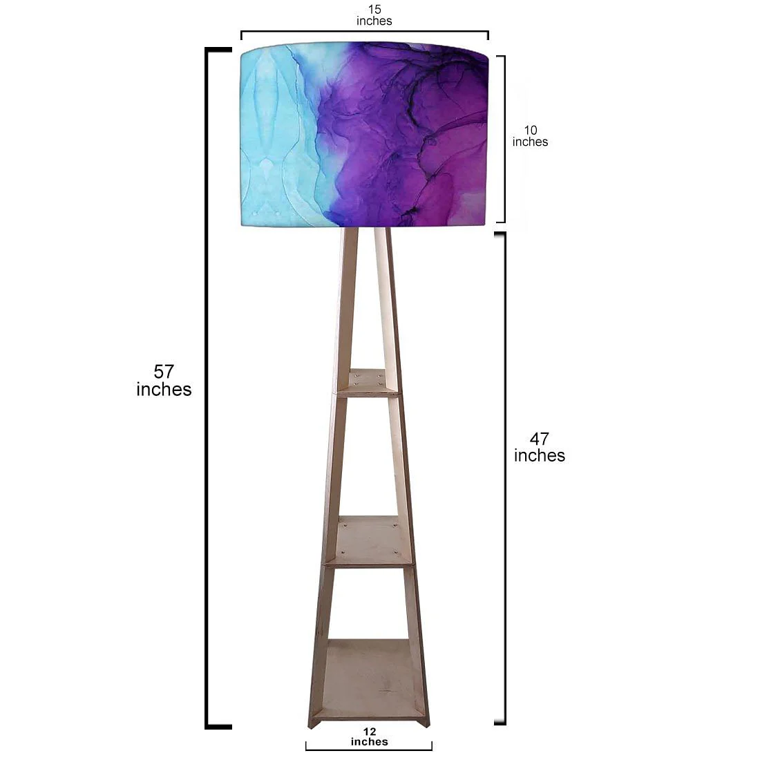 Standing Tripod Lamp - Blue Ink Watercolor - Image 3