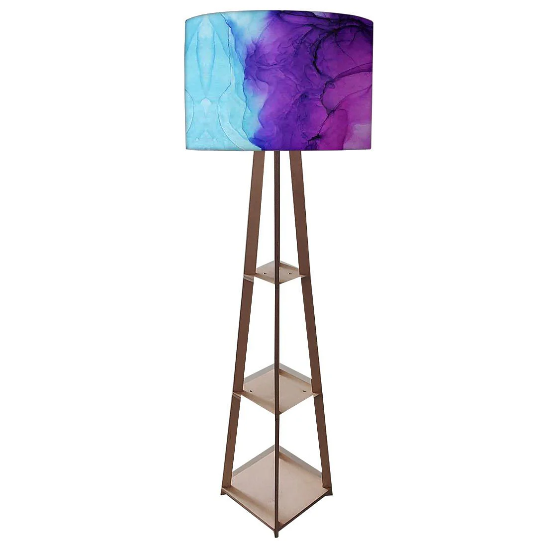 Standing Tripod Lamp - Blue Ink Watercolor - Image 4