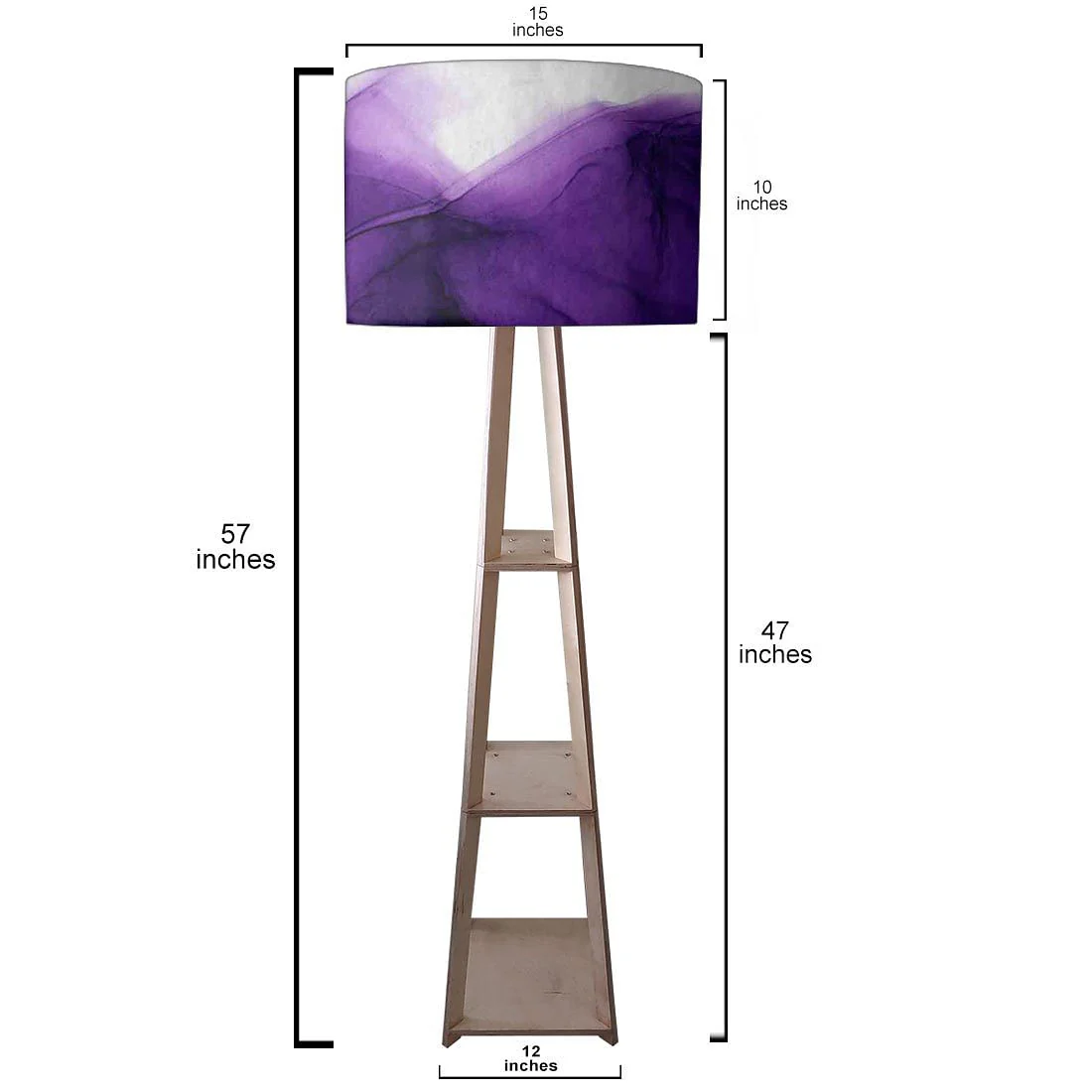 Wooden Tripod Floor Lamp - Pink Golden Ink Watercolor - Image 3