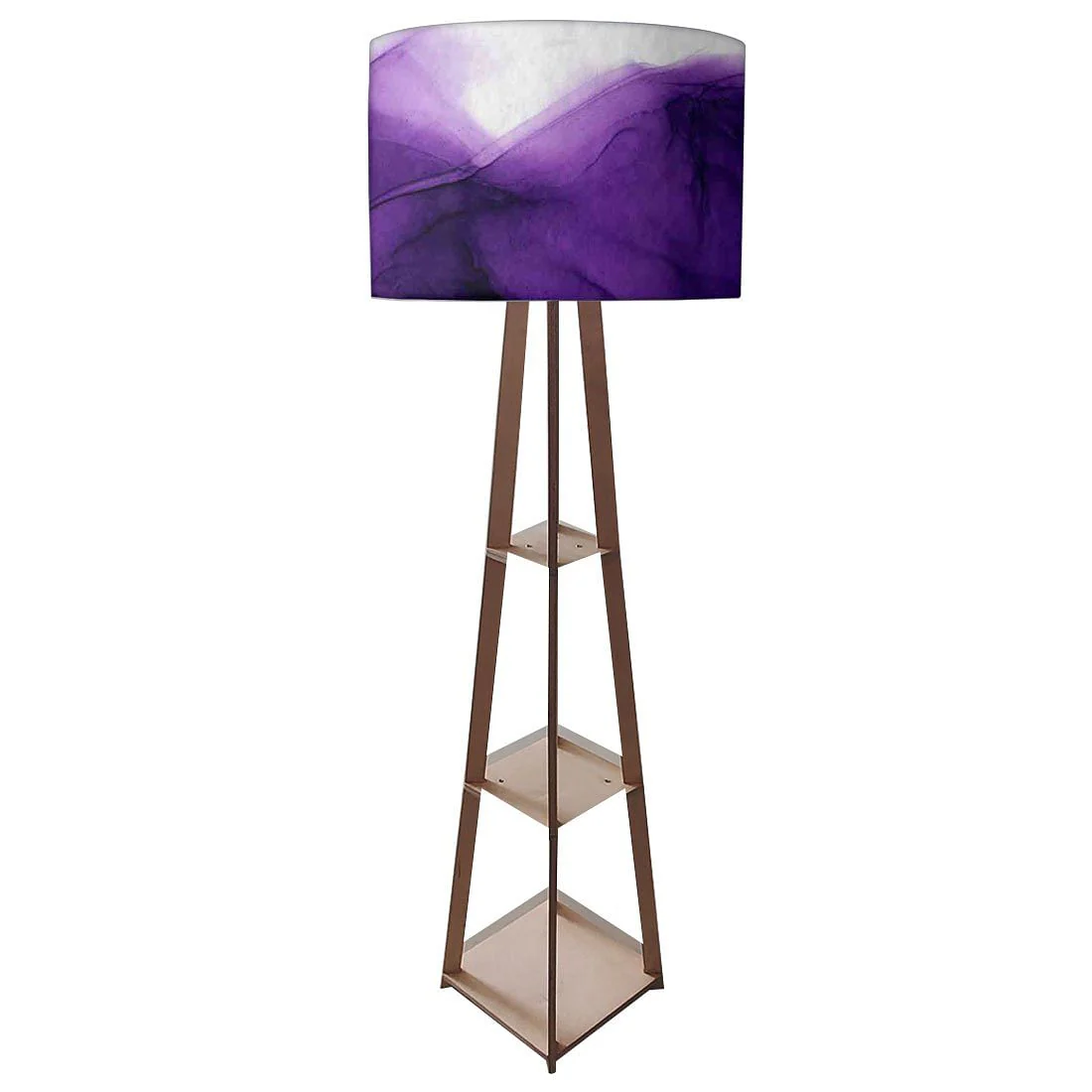Wooden Tripod Floor Lamp - Pink Golden Ink Watercolor - Image 4