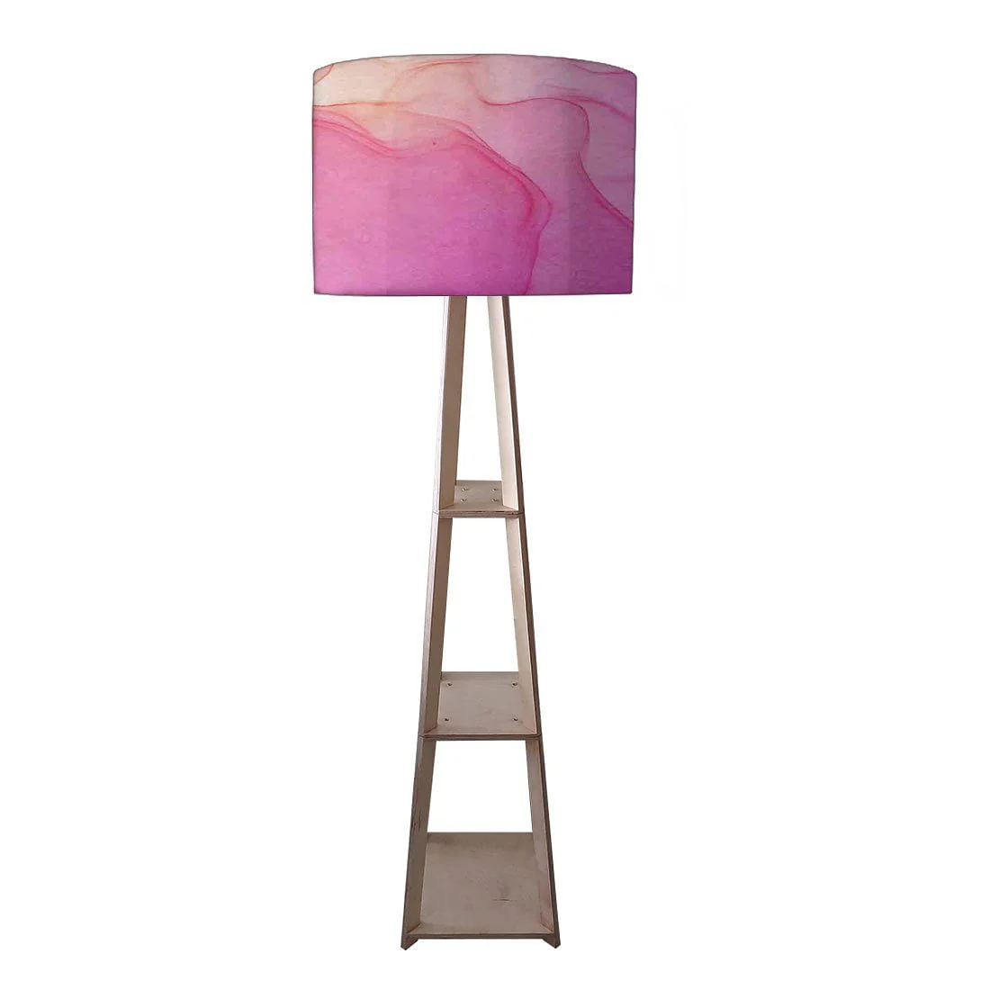 Small Wooden Floor Lamp - Black Ink Watercolor