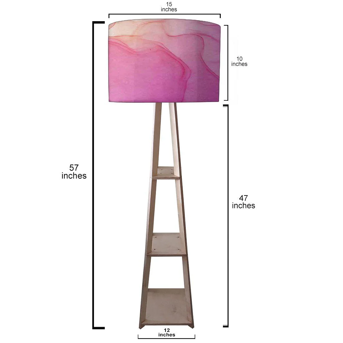 Small Wooden Floor Lamp - Black Ink Watercolor - Image 3