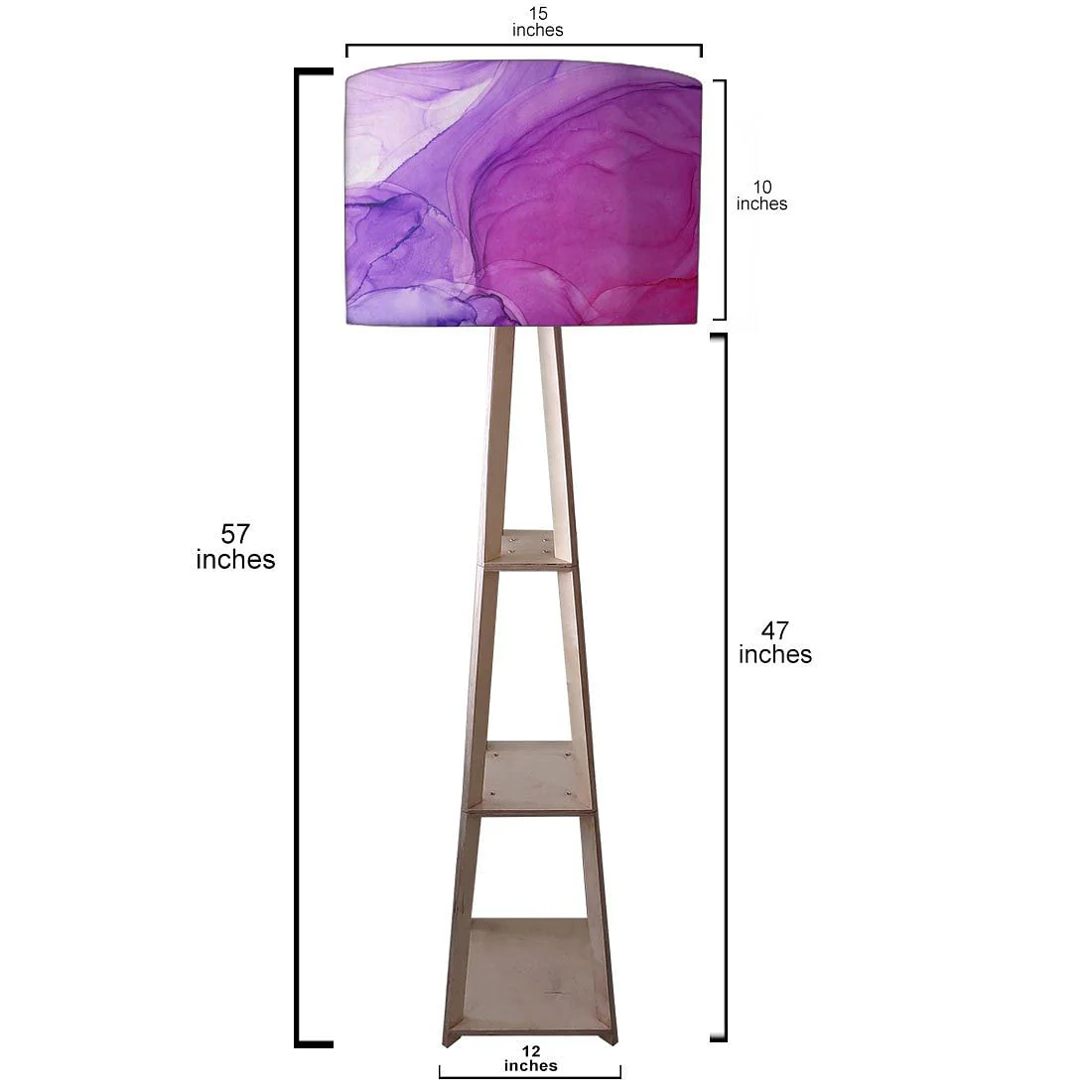 Wooden Corner Lamps with Shelves - Dark Pink Purple Ink Watercolor - Image 4