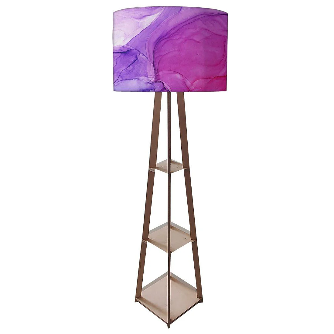 Wooden Corner Lamps with Shelves - Dark Pink Purple Ink Watercolor - Image 5
