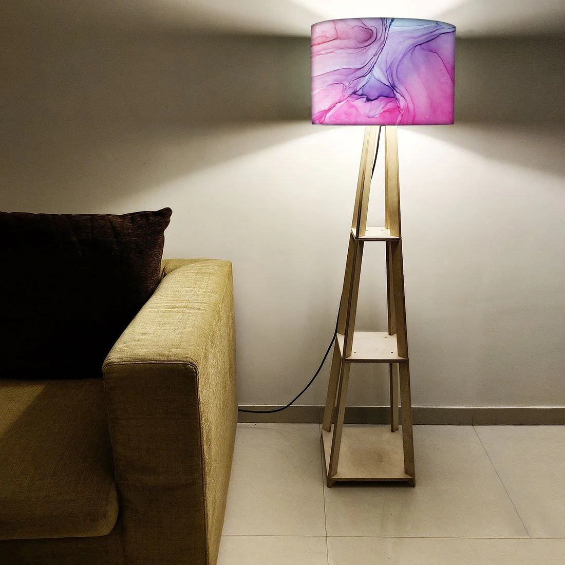 Wooden Floor Shelf Lamps for Living Room - Watercolor - Image 6