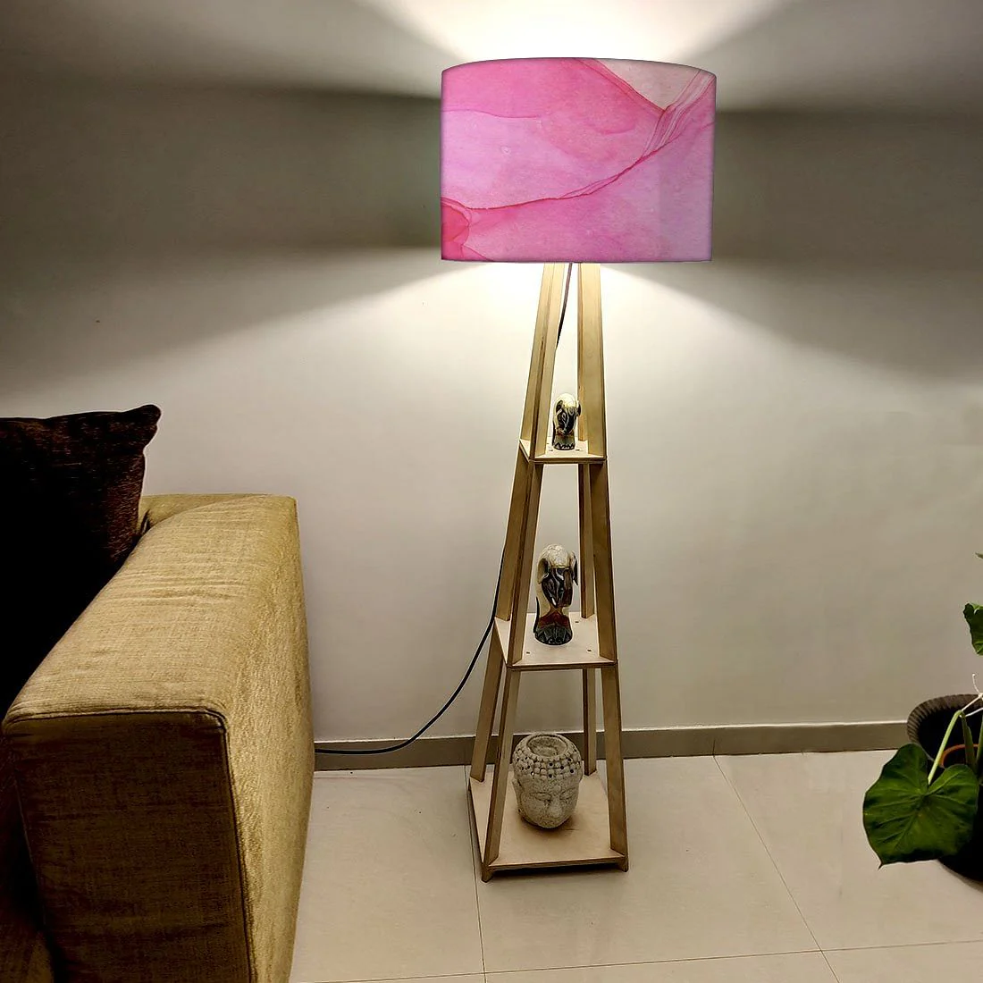 Tripod Floor Lamp - Dark Purple Ink Watercolor - Image 2