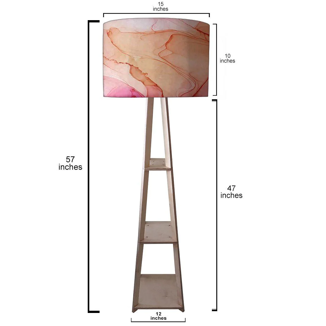 Shelf Tripod Floor Lamp - Green Purple Ink Watercolor - Image 3