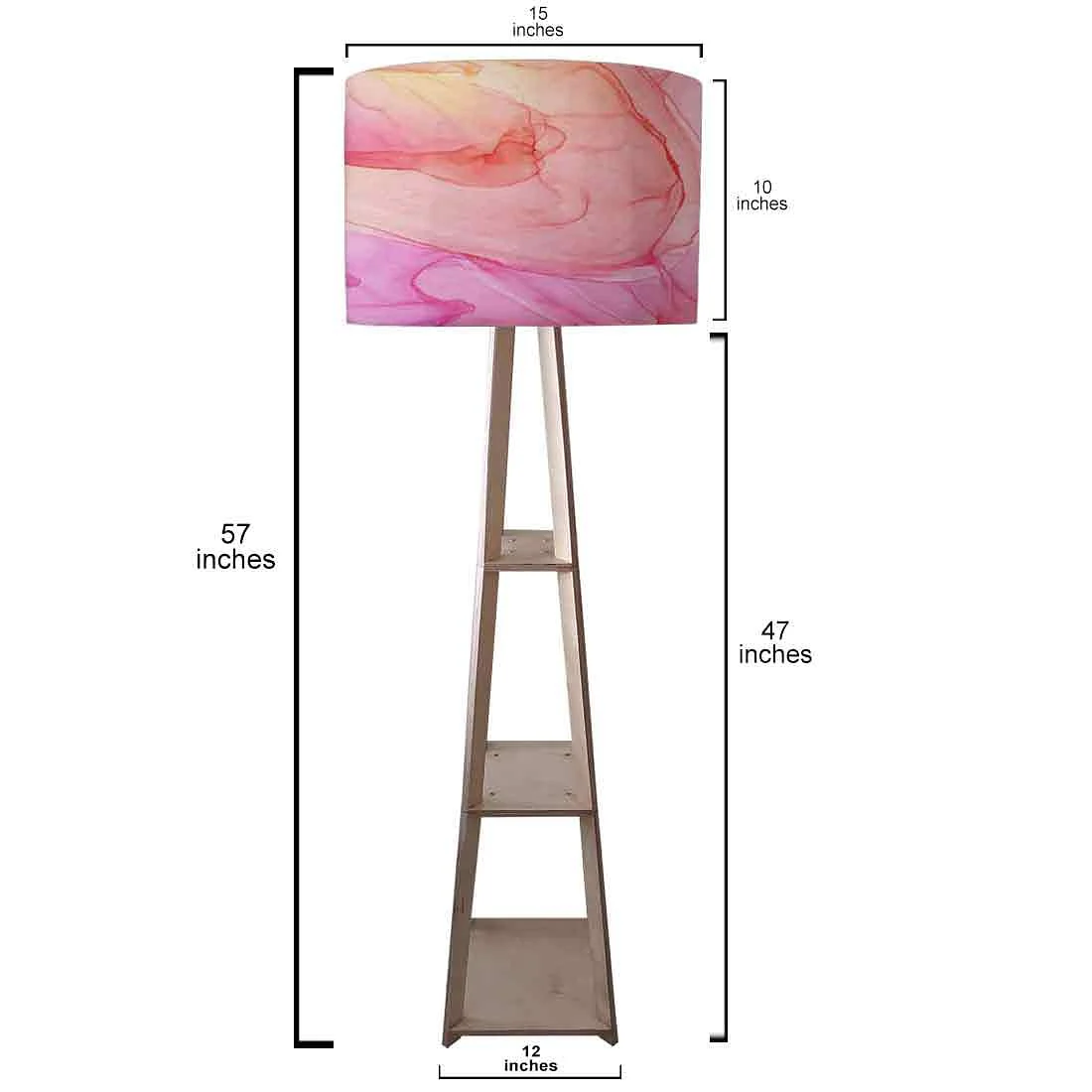 Large Wooden Floor Lamp - Pink Purple Ink Watercolor - Image 3