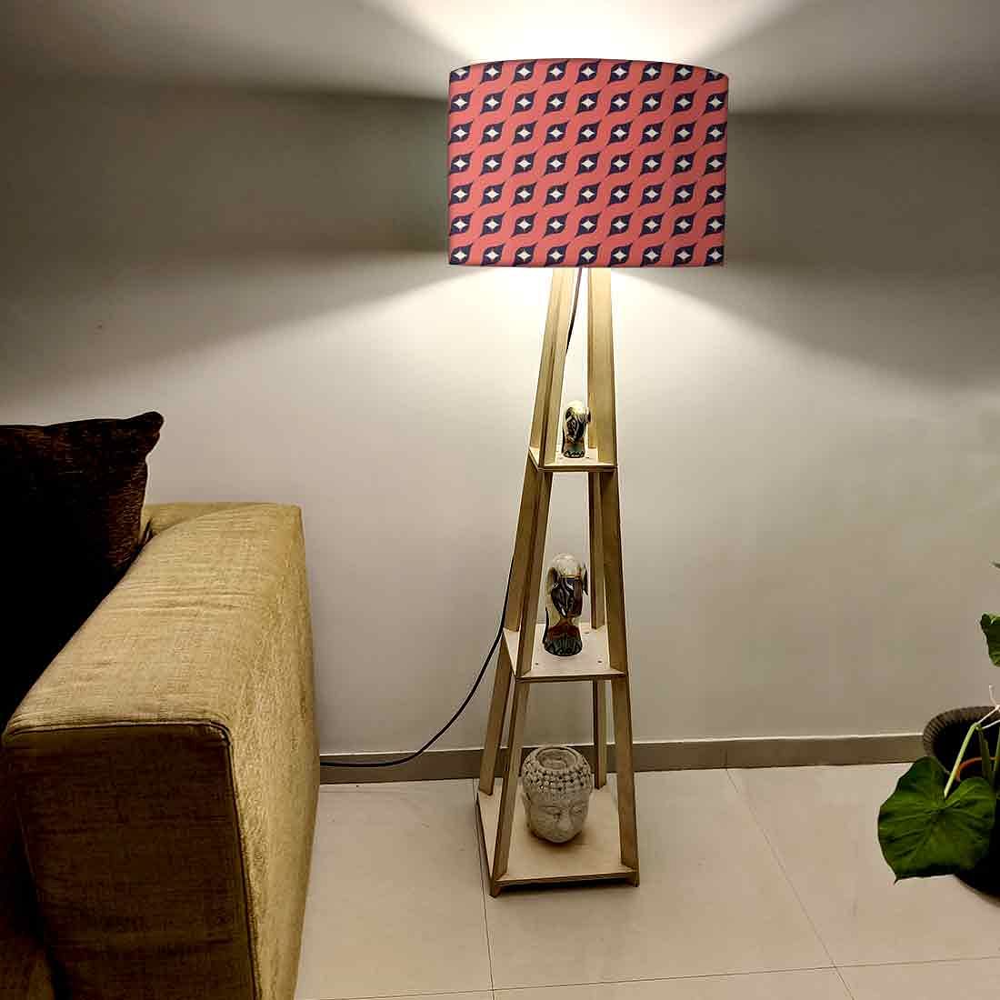 Tall Wooden Standing Lamps - Retro Pattern - Image 2