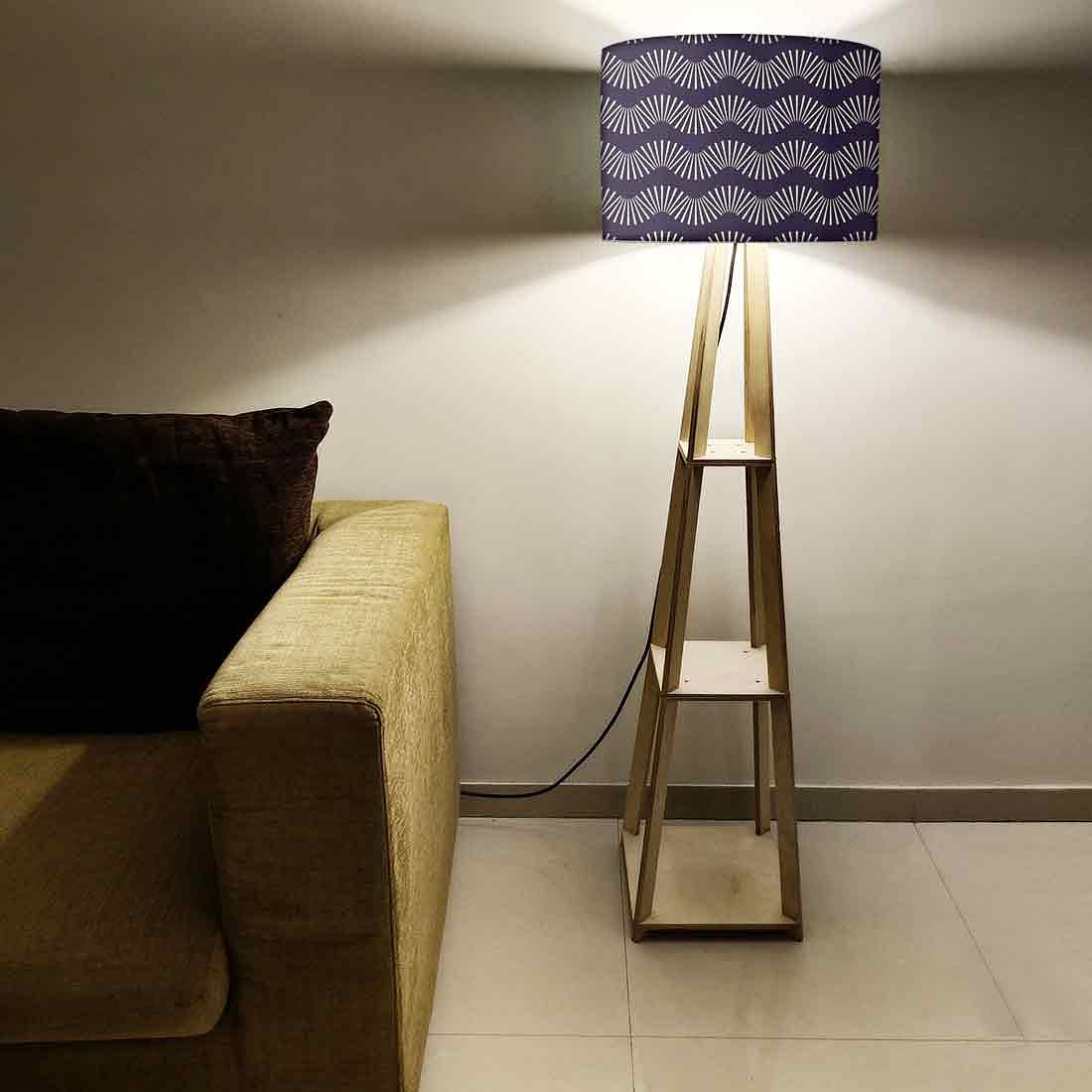 Wooden Floor Lamp with Shelf for Bedroom - Retro Pattern - Image 5