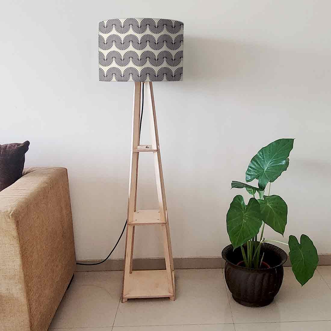 Floor Lamp with Shelves - Green Purple Mermaid Watercolor - Image 6