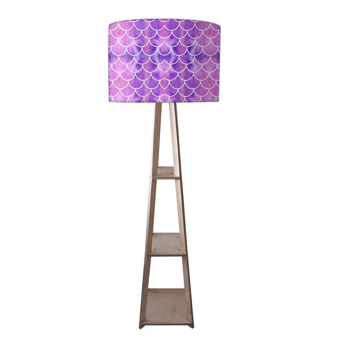 Tripod Floor Lamp - Blue Purple Mermaid Watercolor