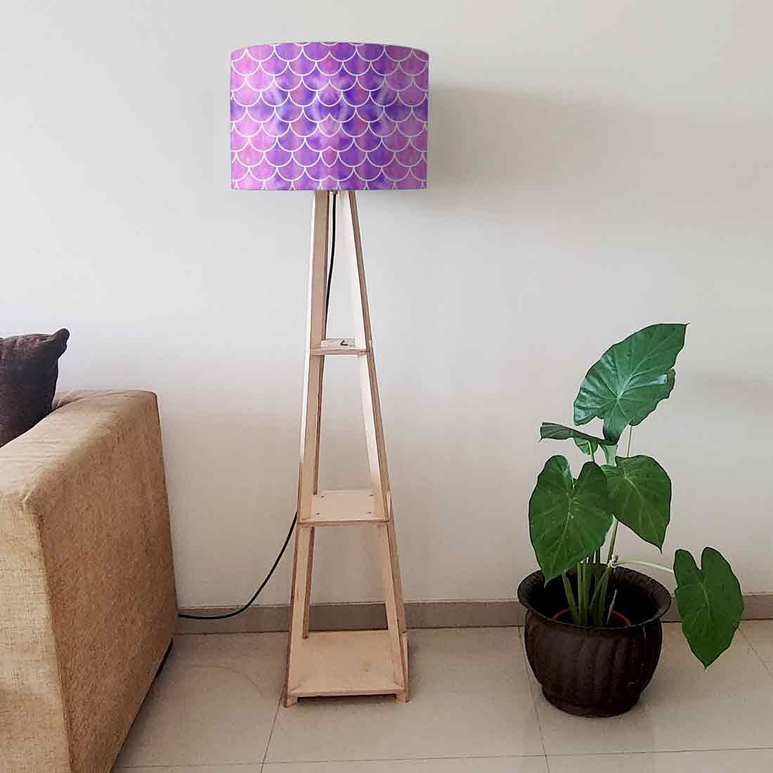 Tripod Floor Lamp - Blue Purple Mermaid Watercolor - Image 6