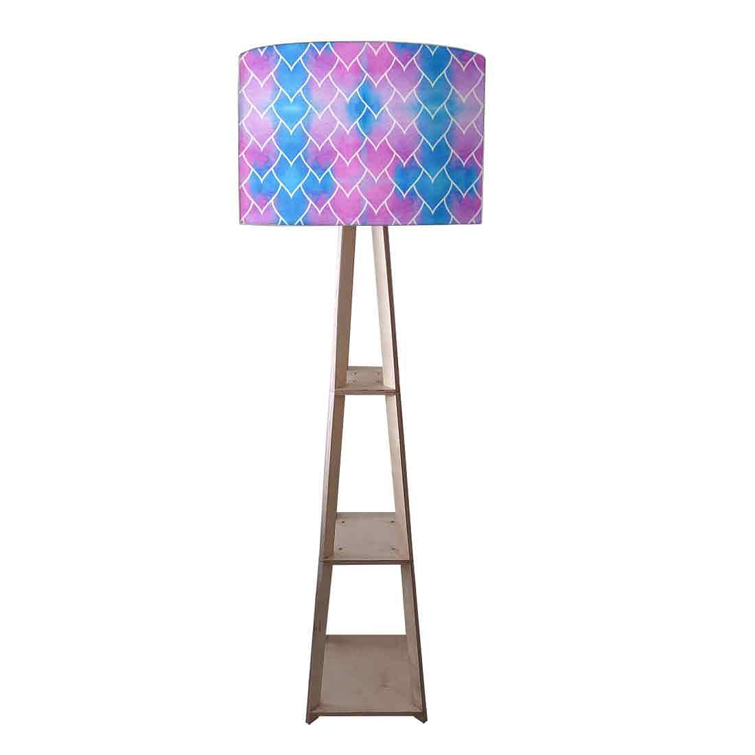 Standing Wooden Tripod Light - Green Mermaid Watercolor Pattern