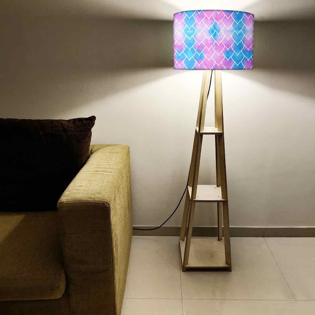 Standing Wooden Tripod Light - Green Mermaid Watercolor Pattern - Image 5