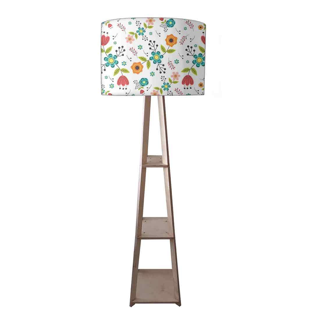 Tall Wooden Standing Lamps - Colorful Flower Collection