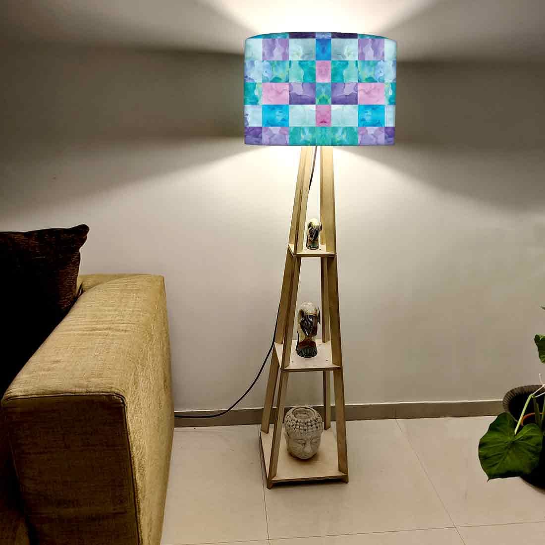 Small Wooden Floor Lamp - Colorful Stone Effect - Image 2