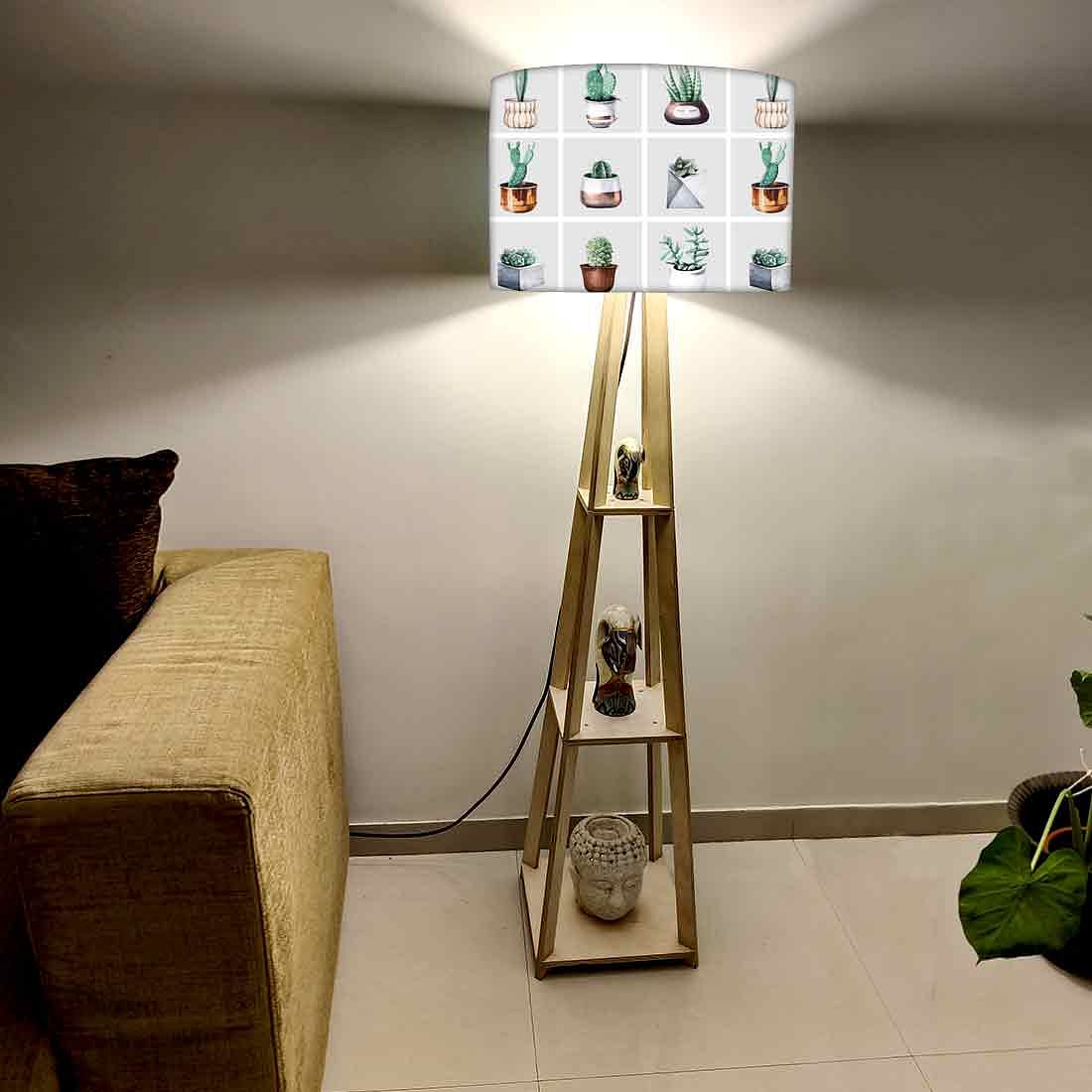 White Floor Lamp with Shelves for Bedside Light - Cute Cactus Pots - Image 2