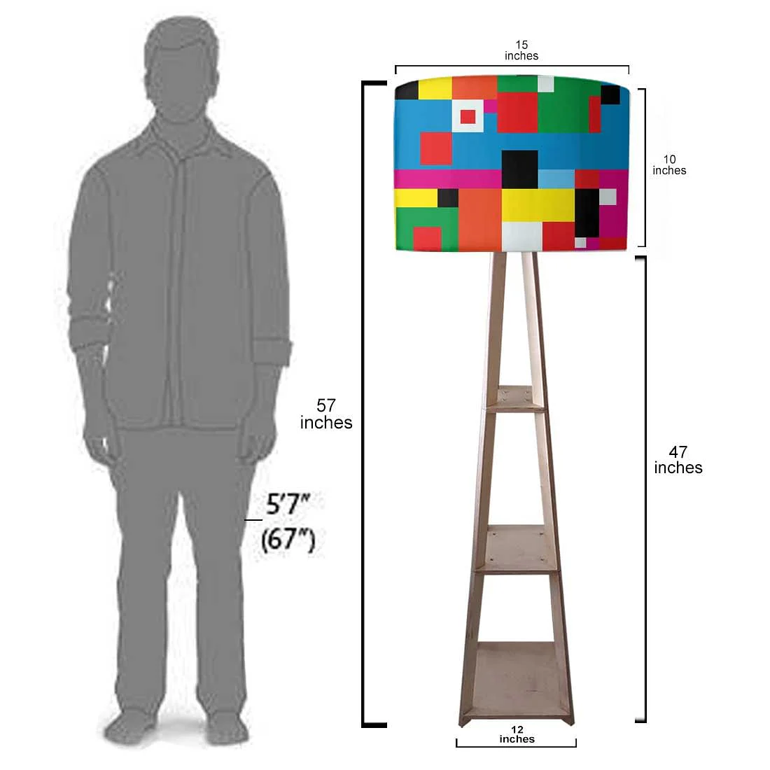 Multicolor Shelf Tripod Floor Lamp for Bedroom - Blocks - Image 7
