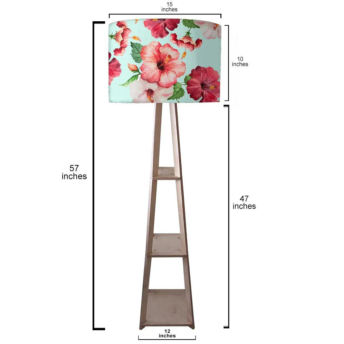 Wooden Floor Lamp Decorative for Living Room - Red Hibiscus - Image 4