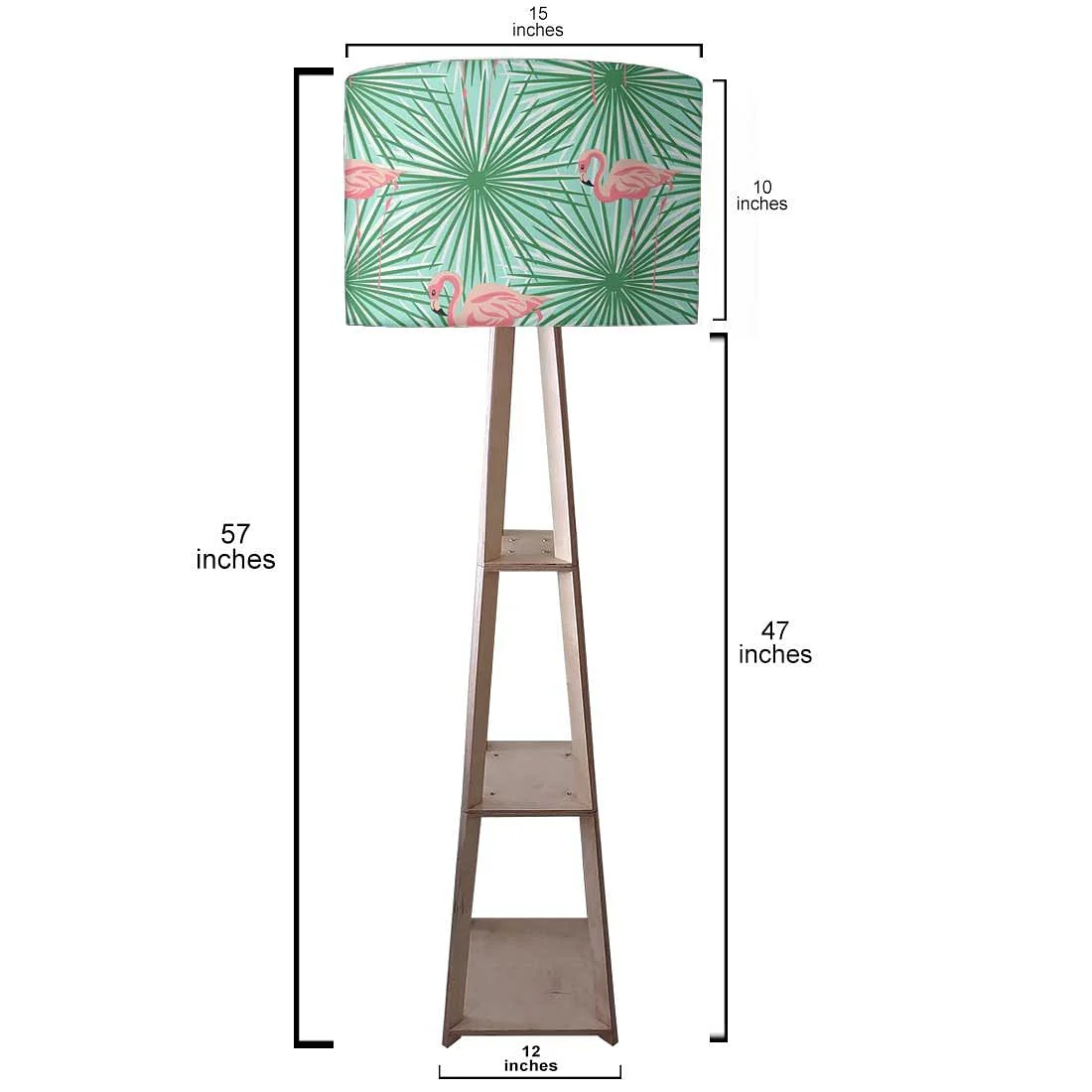 Wooden Floor Lamp for Living Room - Flamingo Green Leaves - Image 4
