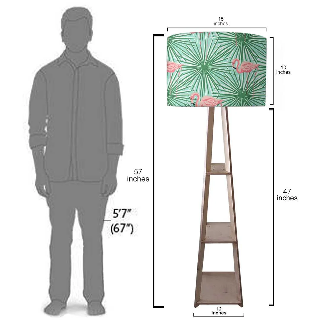 Wooden Floor Lamp for Living Room - Flamingo Green Leaves - Image 7