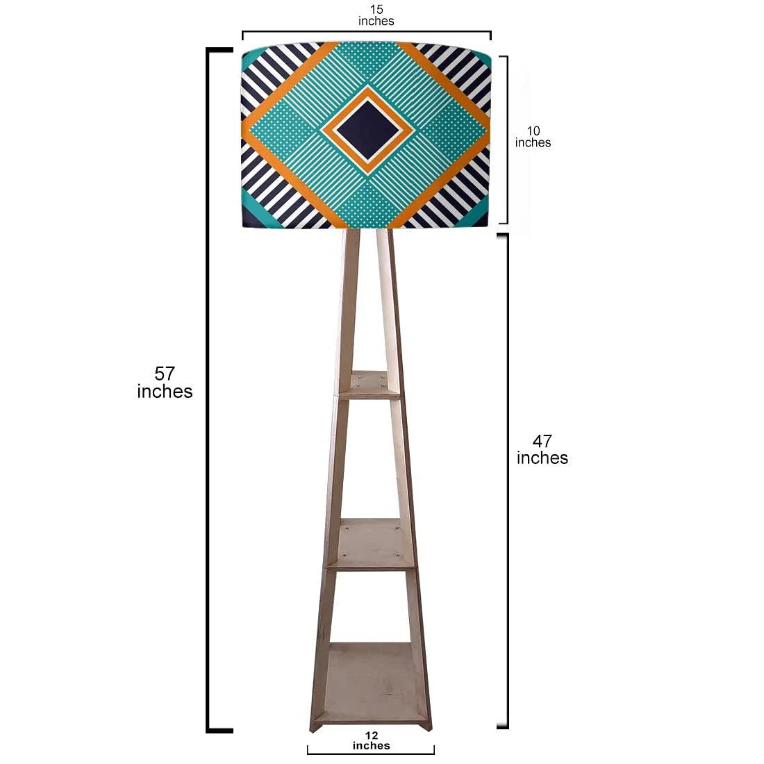 Tripod Wooden Floor Lamp with Shelves - Geometric - Image 3