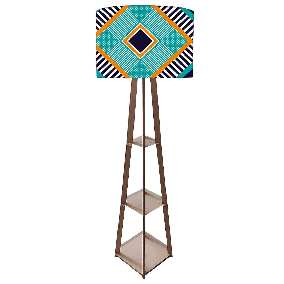 Tripod Wooden Floor Lamp with Shelves - Geometric - Image 4