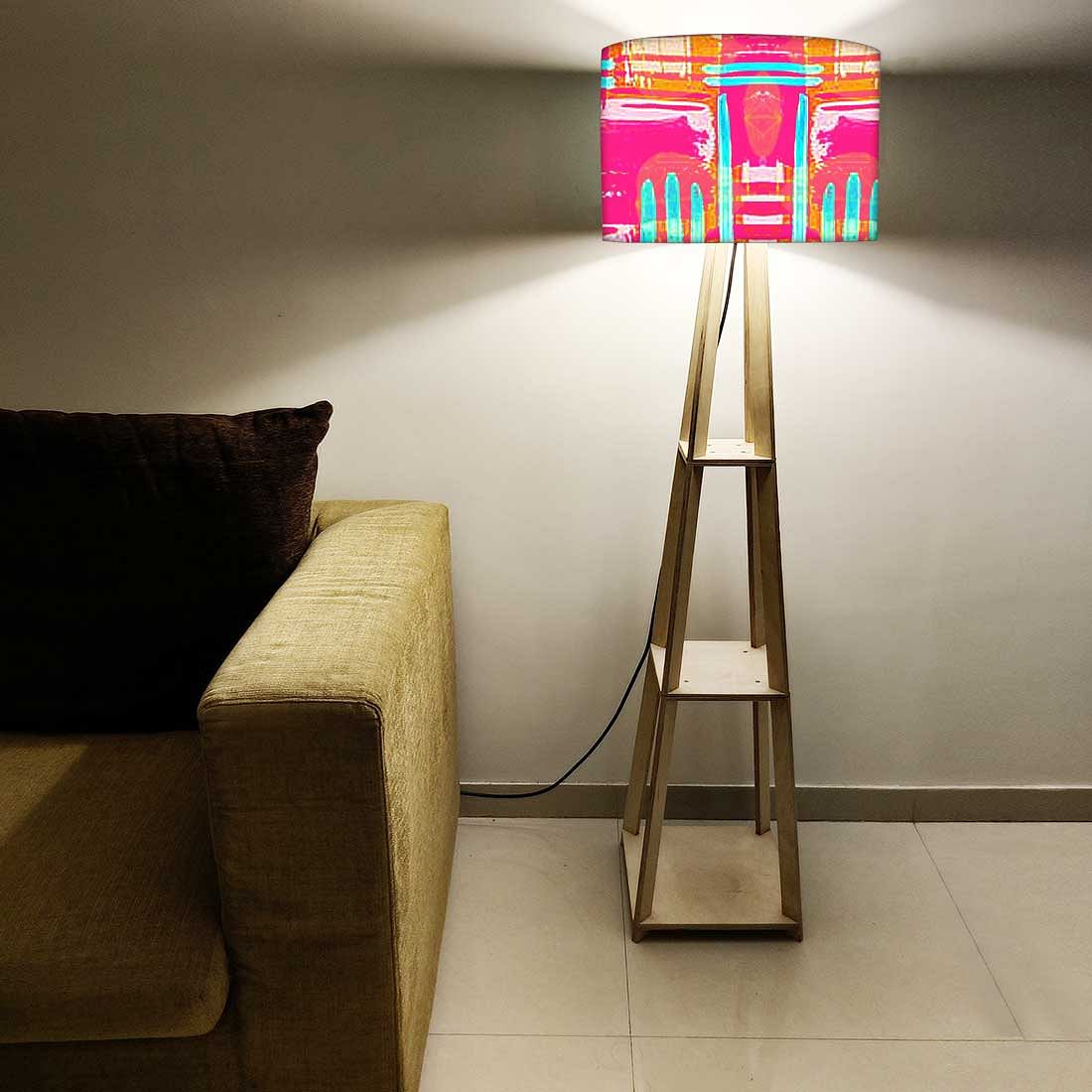 Standing Wooden Tripod Light - Pink Abstract - Image 5