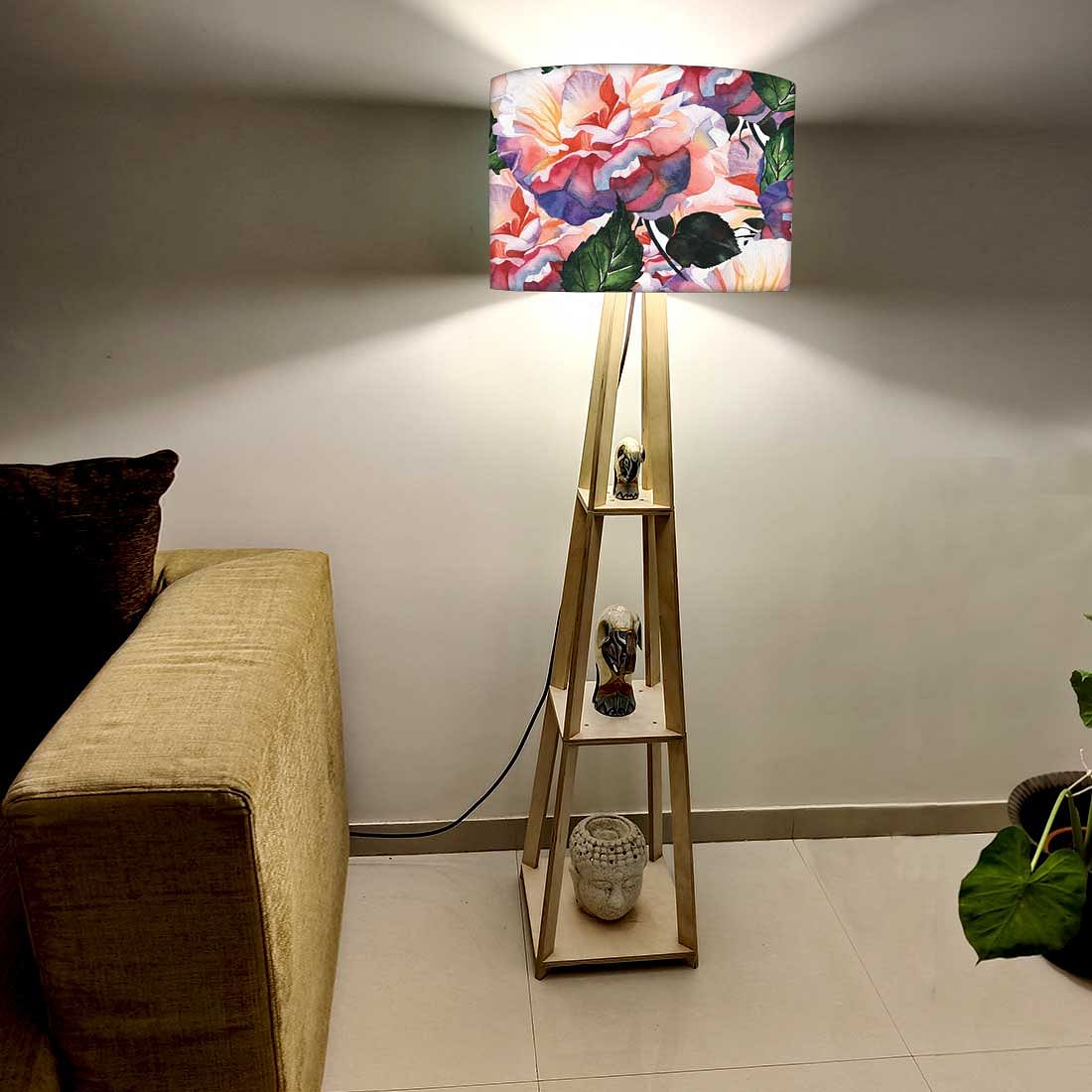Wooden Floor Lamps Decor for Bedroom - Flowers - Image 2