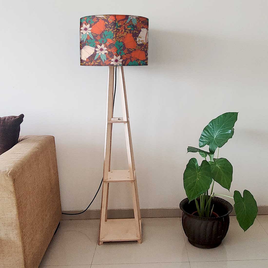 Wooden Corner Lamps with Shelves - Elegance