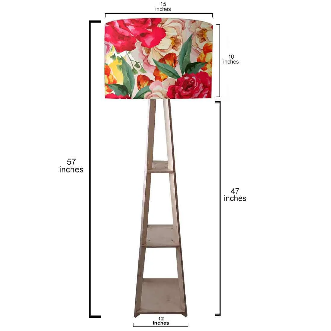 Wooden Floor Standing Lamp for Hall - Floral Colors - Image 5