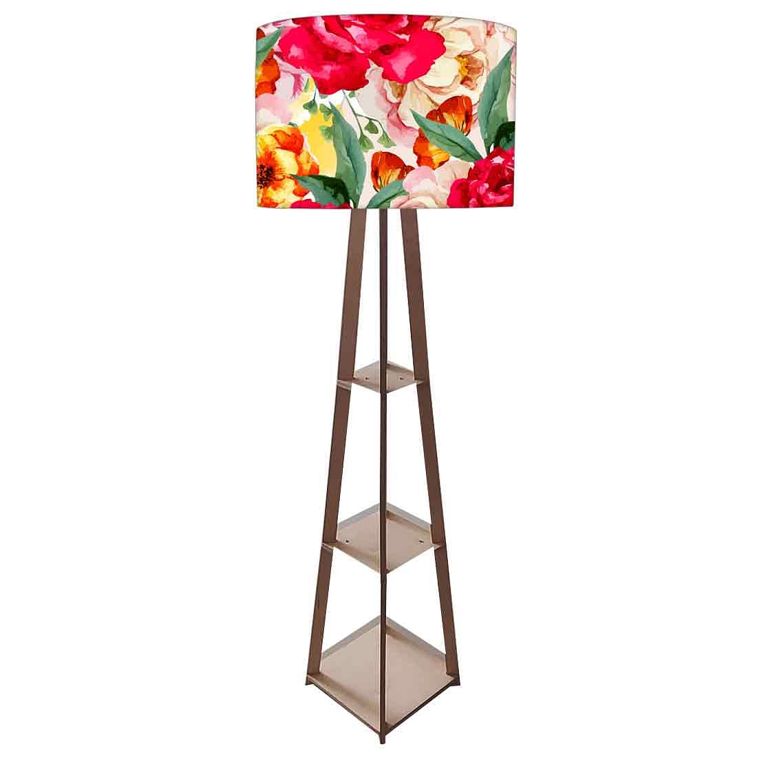 Wooden Floor Standing Lamp for Hall - Floral Colors - Image 6