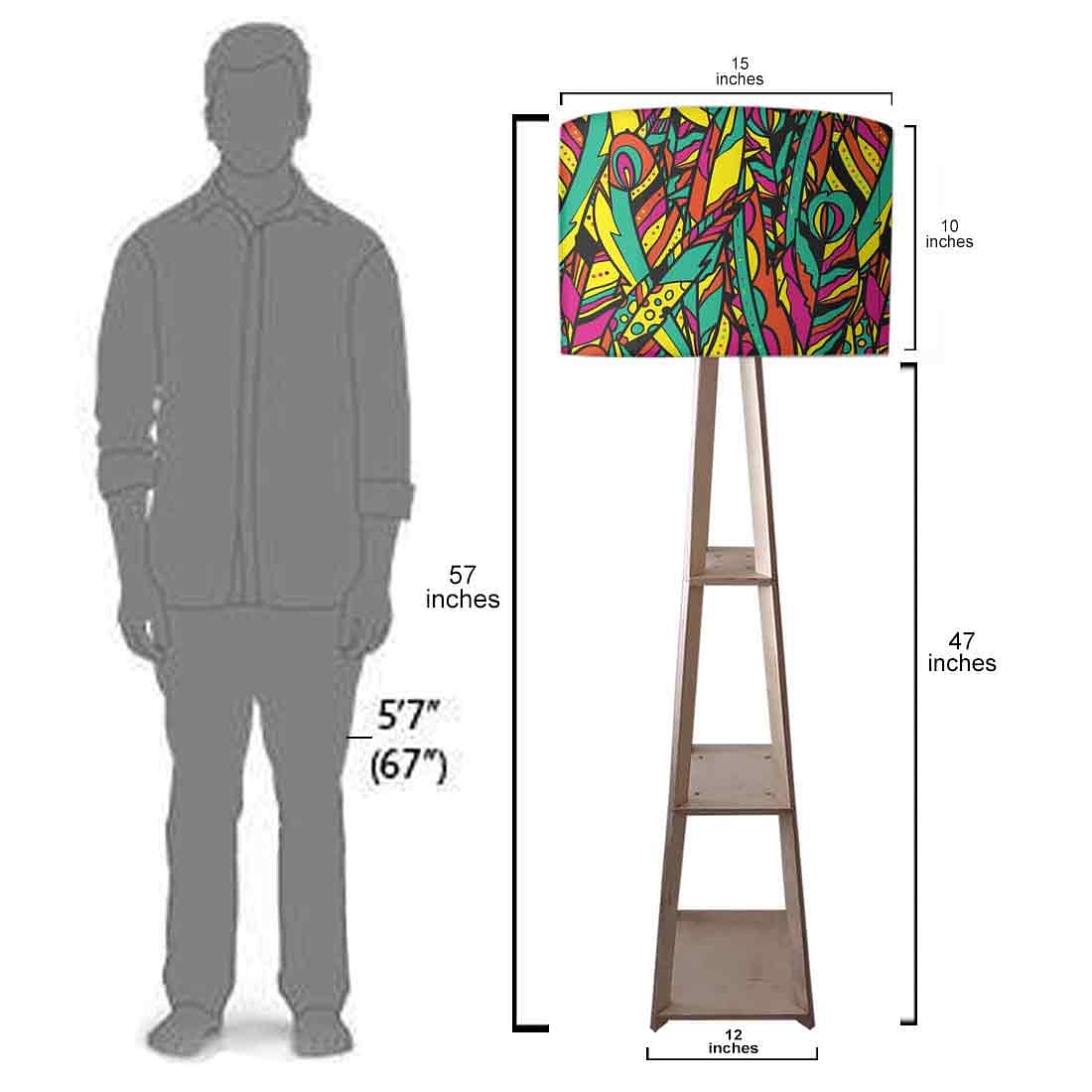 Wooden Floor Standing Tripod Lamp - Feathers - Image 7