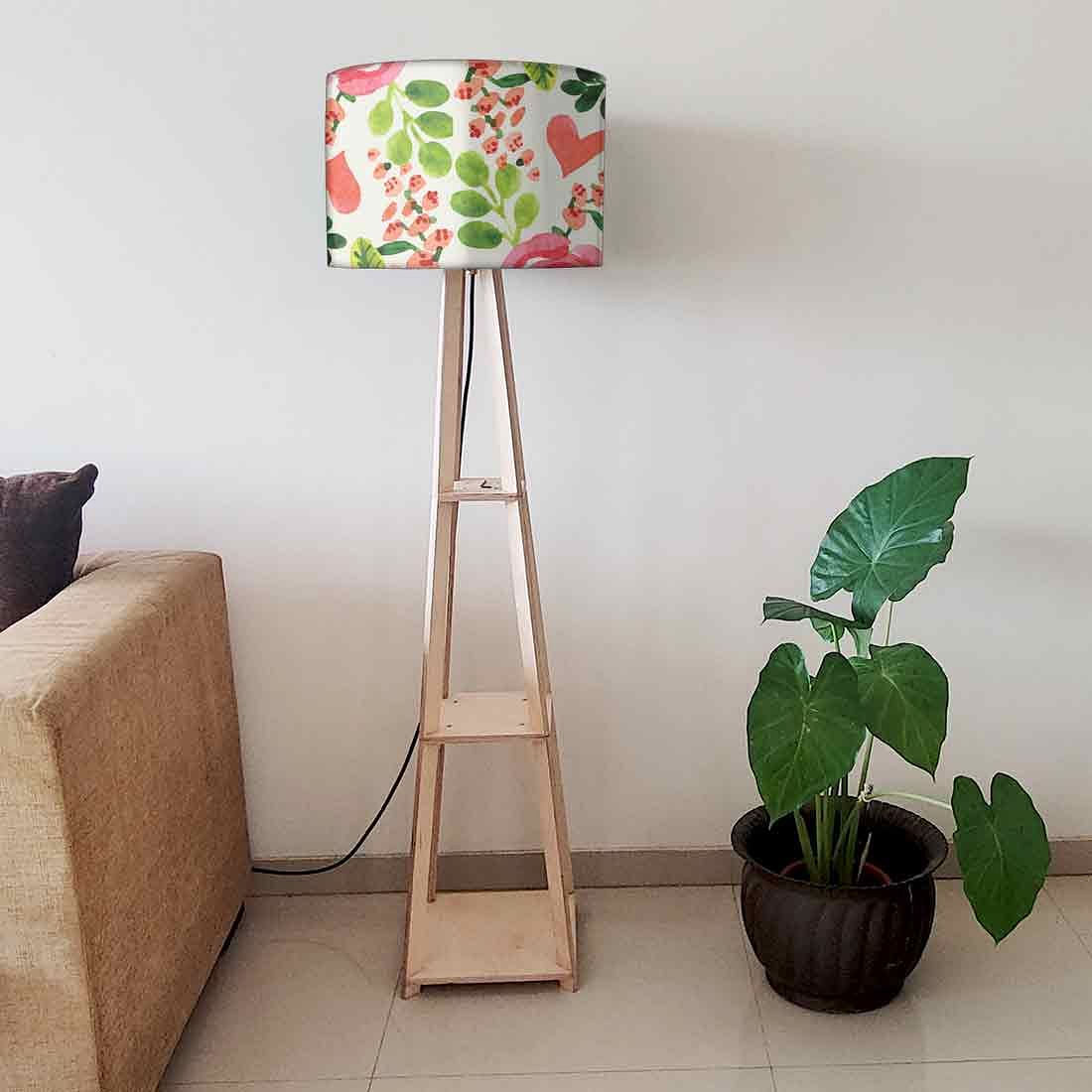 Wooden Tripod Floor Lamp for Living Room - Cute Floral - Image 6