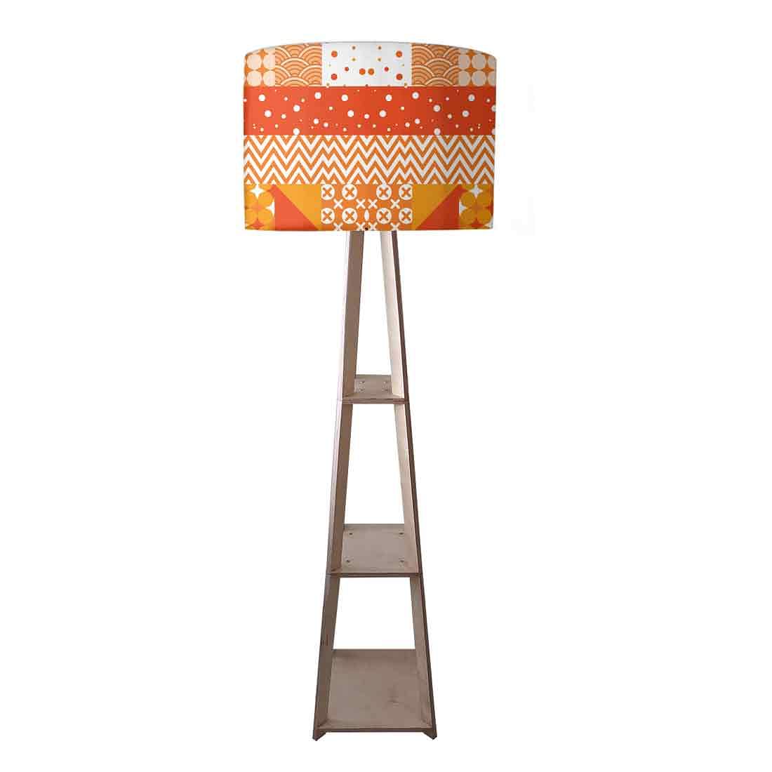 Wooden Floor Lamp with Shelf for Bedside Lights