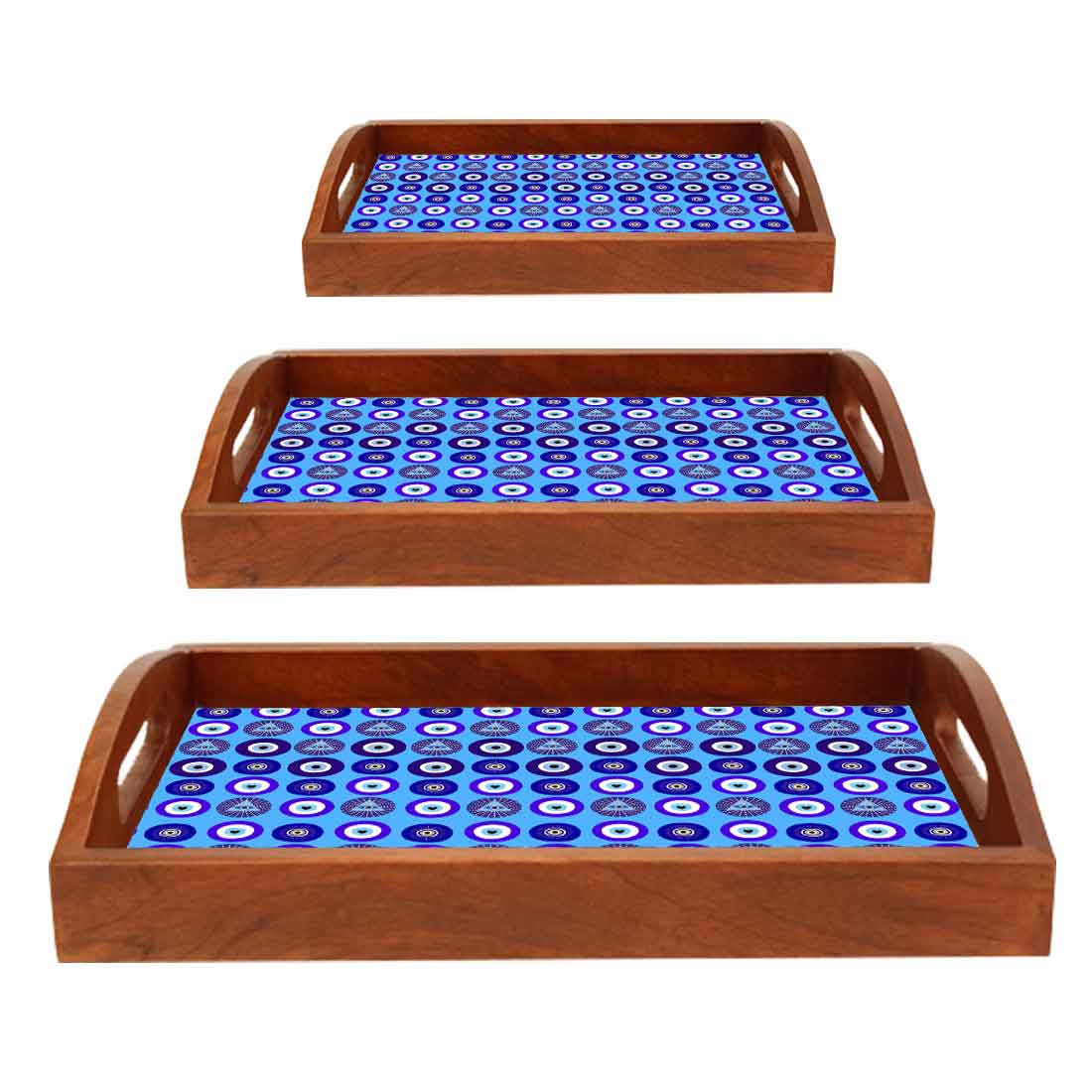 Evil Eye Wooden Tray Set of 3 Nesting Trays for Serving Snacks - Image 6