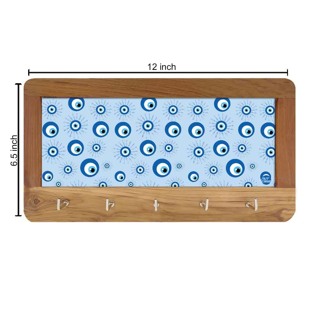 Wooden Wall Mount Key Holder for Home Office Hanger - Evil Eye Protector - Image 3