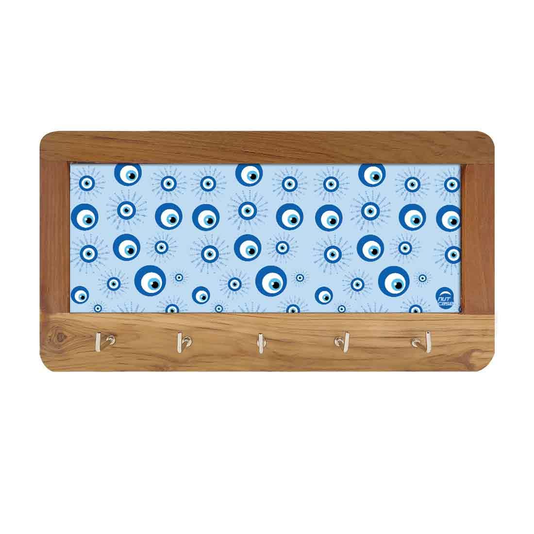 Wooden Wall Mount Key Holder for Home Office Hanger - Evil Eye Protector - Image 4