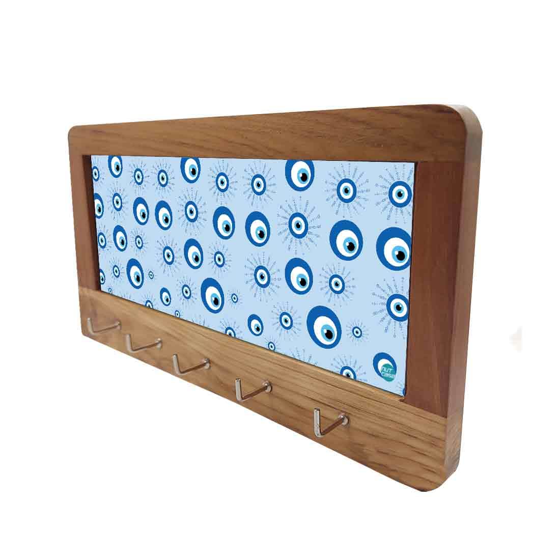 Wooden Wall Mount Key Holder for Home Office Hanger - Evil Eye Protector - Image 5
