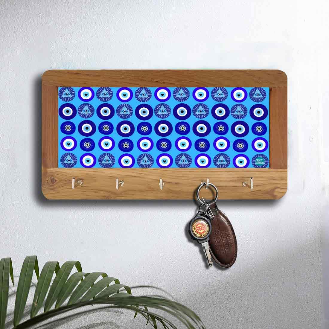 Designer Wall Mount Wooden Key Holder for Home & Office - Evil Eye Protector - Image 3
