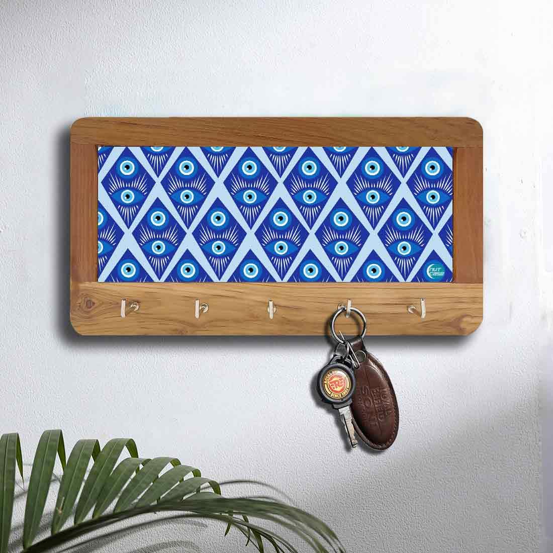 Designer Wall Mount Wooden Key Holder for Home & Office - Evil Eye Protector - Image 4