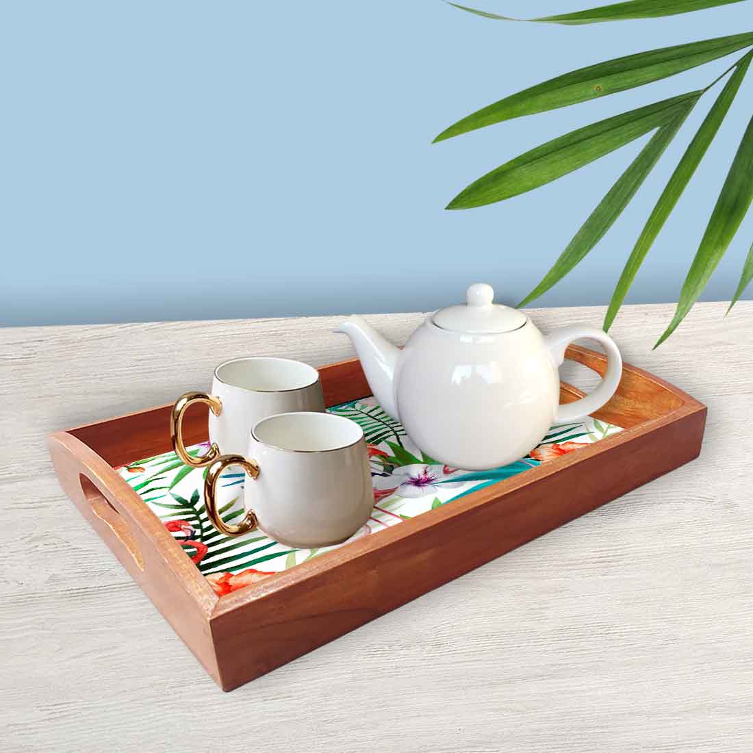 Decorative Serving Trays Wooden Set of 3 Designer Trays for Coffee - Image 2