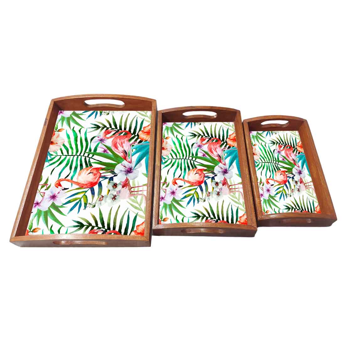 Decorative Serving Trays Wooden Set of 3 Designer Trays for Coffee - Image 4