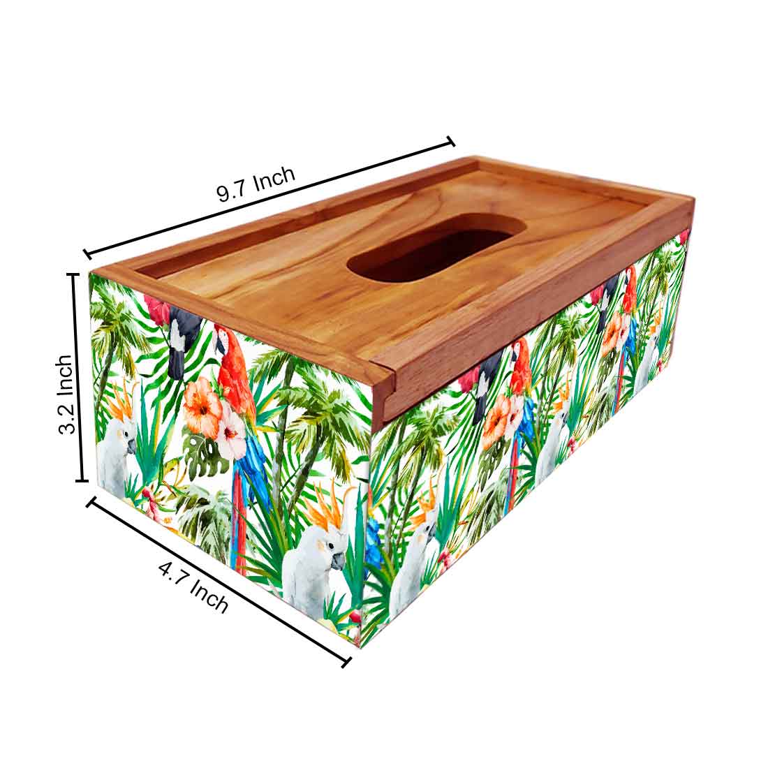 Designer Wooden Tissue Box for Car Office - Leaves - Image 5