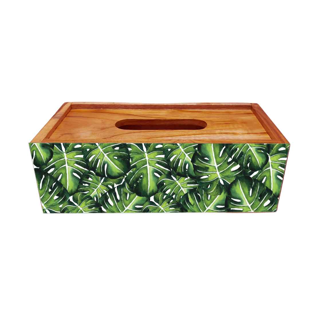 Designer Wooden Tissue Holder for Dining Table - Monstera - Image 3