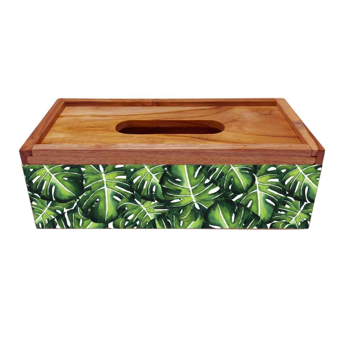 Designer Wooden Tissue Holder for Dining Table - Monstera - Image 4