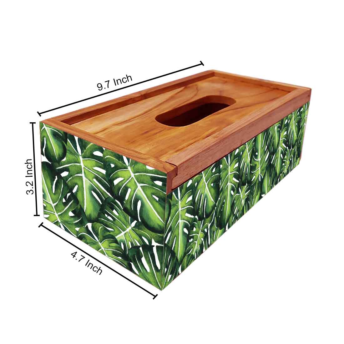 Designer Wooden Tissue Holder for Dining Table - Monstera - Image 5